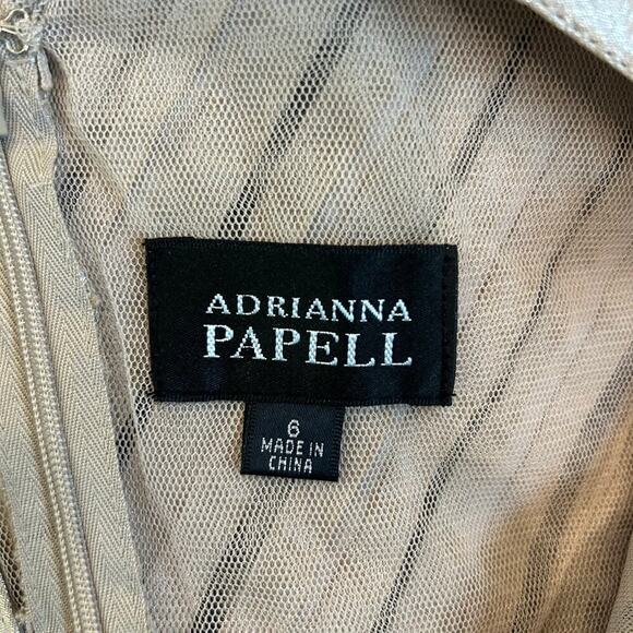 Adrianna Papell Womens Tiered Iridescent Gold Layered Cocktail Evening Dress 6 - Picture 6 of 7